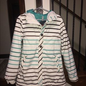 Burton Striped Jacket - White and Teal